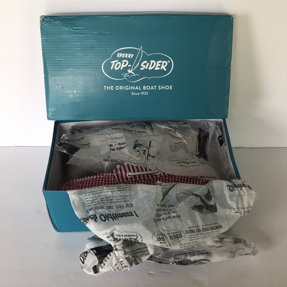 Sperry Leather 3-Eye Boat Shoe Red Gingham  7.5 - Picture 13 of 13